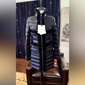 $2950 NWT Auth Moncler Women's Black DownPuffer Coat mink trim 0, XS new